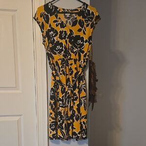 A New Day Yellow and Black Floral Mini Dress